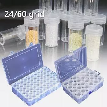 24/60 Сетка Алмазная картина Дрель Бутылки для хранения Вышивка Ногтей Бисер Круглые алмазные бутылки Набор 24 grid