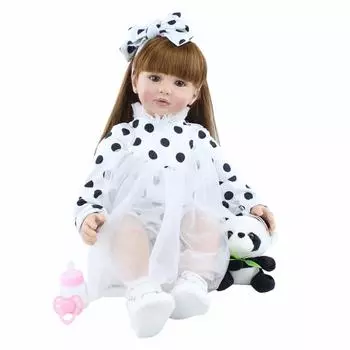 24 60 см большой размер куклы-реборн в красивой юбке с мягким тканевым телом кукла-новорожденная с реалистичными длинными волосами куклы-реборн принцессы для детей рождественский подарок 60cm cloth body