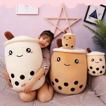 24/70 см настоящая плюшевая игрушка Bubble Tea Boba Milk Tea Plushie игрушка мягкая мягкая подушка для объятий шарики Bubo Tea Cup Подарок для девочки 35CM