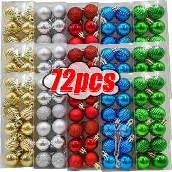 24/72 шт. Мини-шарики для рождественской елки с гальваническим покрытием, подвески для рождественской елки, набор для украшения праздничной вечеринки 24pcs-(1 box)