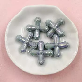 24,7*24,3 мм 5 шт. разноцветных крестообразных акриловых бусин для подвески своими руками, бижутерии, аксессуаров ручной работы about 24.7*24.3mm серый