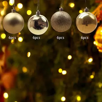 24 Christmas Ball Decoration Hanging Ornaments for Living Room And Holiday Gold 3 cm