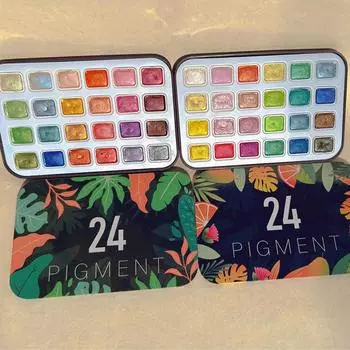 24 цвета перламутровый твердый акварельный пигмент, перламутровый пигмент для самостоятельного создания ногтей, набор цветных пигментов с металлическим блеском