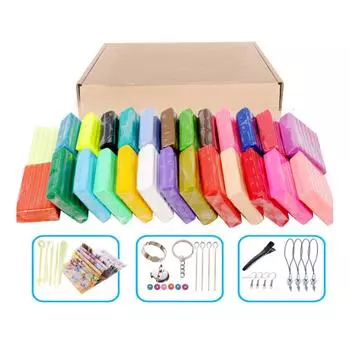 24 цвета, полимерная глина с мелкими блоками, набор цветной глины своими руками с инструментами для моделирования, с инструментами для лепки разноцветный