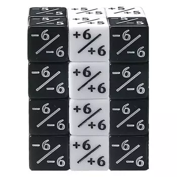 24 Dice Counter Token Dice Loyalty Dice D6 Dice White and Black Magic Compatible with MTG CCG Card Game Accessories +1/+1 -1/-1