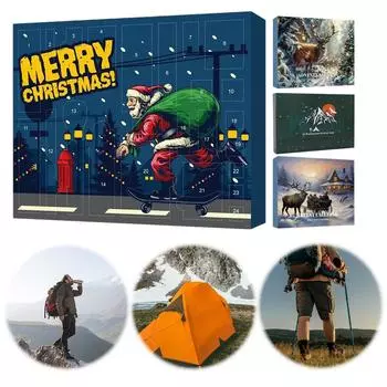 24-дневный комплект для выживания в стиле обратного отсчета до Рождества для мужчин и взрослых с крутыми гаджетами. Календарь обратного отсчета до Рождества. Рождественский подарок для искателей приключений. 13.39x10.63x1.38inch
