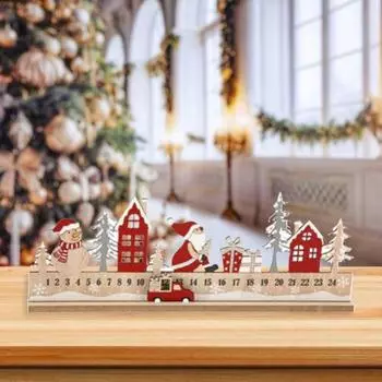 24-дневный рождественский адвент-календарь 2024 обратный отсчет до Рождества деревянный блок красный грузовик настольная фигурка для украшения полки стола 1 Set