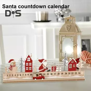 24-дневный рождественский адвент-календарь 2024 обратный отсчет до Рождества деревянный блок красный грузовик настольная фигурка для украшения полки стола 1 Set