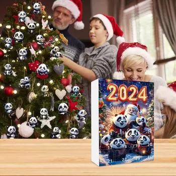 24-дневный рождественский адвент-календарь, календарь обратного отсчета, 2D-подвеска в виде плоского акрилового медведя, подвеска обратного отсчета, милый шарм в виде рождественской елки One Size