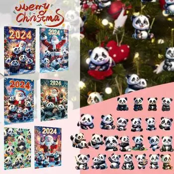 24-дневный рождественский адвент-календарь, календарь обратного отсчета, 2D-подвеска в виде плоского акрилового медведя, подвеска обратного отсчета, милый шарм в виде рождественской елки One Size
