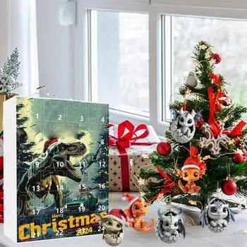 24-дневный рождественский адвент-календарь с мультяшным динозавром, украшения для рождественского обратного отсчета