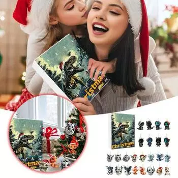 24-дневный рождественский адвент-календарь с мультяшным динозавром, украшения обратного отсчета до Рождества, украшение для детской комнаты, дома, автомобиля, декор Dinosaur