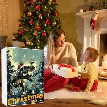 24-дневный рождественский адвент-календарь с мультяшным динозавром, украшениями, обратным отсчетом на Рождество