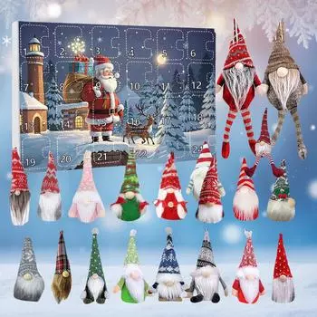 24-дневный рождественский гномий праздник Адвент-календарь с куклами-гномами, плюшевая игрушка, 2024 год, календарь обратного отсчета до рождественских каникул, подарочная коробка as show