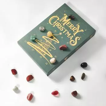 24-дневный рождественский календарь обратного отсчета Смешные камни Коллекция натуральных драгоценных камней Научные рождественские подарки для детей B