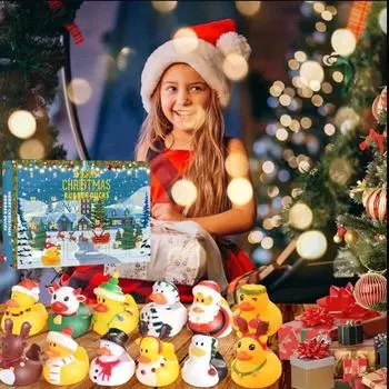 24 дня обратного отсчета до Рождества, адвент-календарь с утками 2024, игрушки для ванны, желтые фигурки уток для любителей уток C