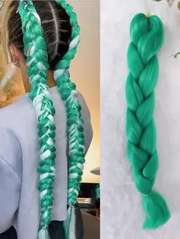 24 дюйма Очень большие плетеные синтетические волосы для наращивания зеленые крючком косы для наращивания волос 24inch