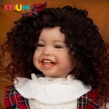 24-дюймовые 3D-окрашенные милые куклы Reborn для малышей, 60 см, мягкие силиконовые, реалистичные, с улыбкой, Reborn, детские игрушки, куклы для девочек, подарки для друзей 60 cm коричневый
