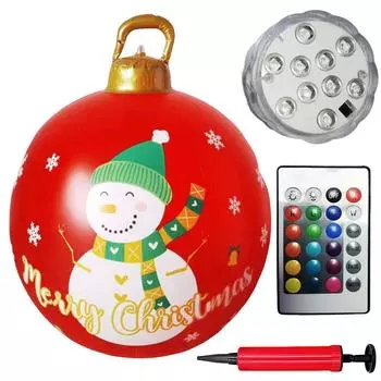 24-дюймовые гигантские надувные рождественские шары ПВХ гигантские надувные рождественские шары со светом для праздничной вечеринки внутреннего и наружного декора 1