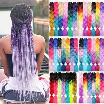 24-дюймовые красочные плетения наращивания волос Jumbo крючком косички синтетические волосы стиль 100 г/шт.