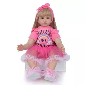 24-дюймовые куклы Reborn, тканевое тело, принцесса для девочек, настоящие куклы-младенцы Boneca Reborn, длинные волосы для детей, подарок на день рождения, Рождество коричневый