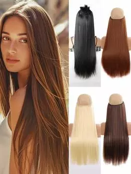 24-дюймовые синтетические накладные волосы с невидимой проволокой без зажимов в накладных волосах, накладные волосы из рыбьей лески, накладные волосы для женщин, повседневное использование на вечеринках 20inch