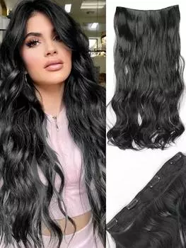 24-дюймовые синтетические волнистые волосы на клипсах для наращивания волос, 4 зажима, термостойкие волокна для ежедневного использования женщинами 24inch