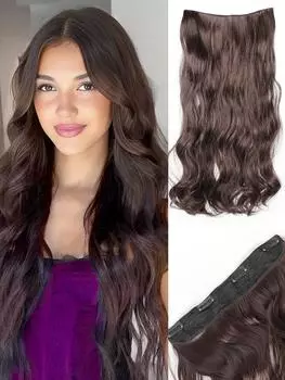 24-дюймовые синтетические волнистые волосы на клипсах для наращивания волос, 4 зажима, термостойкие волокна для ежедневного использования женщинами 24inch