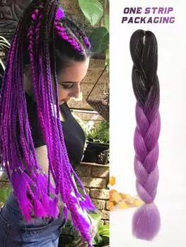 24-дюймовые синтетические волосы для плетения, микс, блестки, трехцветные синтетические волосы для наращивания, большие косички, 1 шт. 24inch