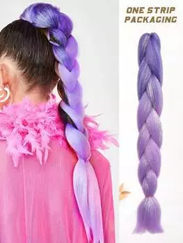 24-дюймовые синтетические волосы для плетения, микс, мишура, блестки, фиолетовые, светло-фиолетовые, синтетические волосы для наращивания, большие косички, 1 шт. 24inch