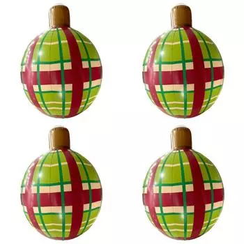 24-дюймовый надувной рождественский шар, большой уличный украшенный шар (Красный и зеленый)