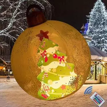 24-дюймовый надувной рождественский шар со светодиодной подсветкой, уличные надувные шары из ПВХ, украшения с фигуркой Санты/оленя/снеговика для декора сада, бассейна и двора Snowman