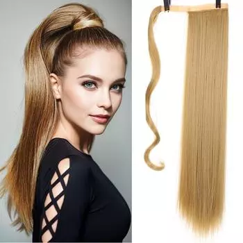 24-дюймовый наращивание хвоста, длинный прямой наращивание хвоста, синтетический термостойкий шиньон