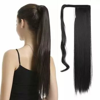 24-дюймовый наращивание хвоста, длинный прямой наращивание хвоста, синтетический термостойкий шиньон