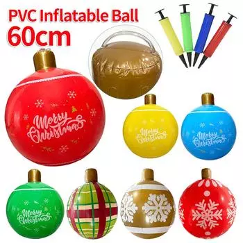 24-дюймовый ПВХ надувной рождественский шар большой уличный украшенный шар новогодние рождественские украшения рождественские украшения шар 60cm