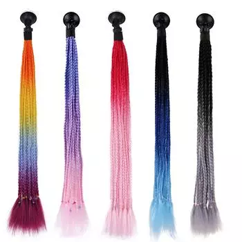 24-дюймовый шлем, косички, хвостик для женщин, мотоциклетный шлем, косички, хвостик для мотоцикла, косички, хвостик с присоской вино красного