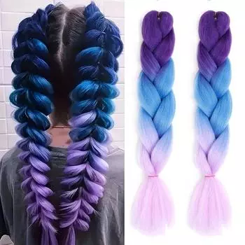 24-дюймовый синтетический трехцветный плетеный накладной парик из волос с яркой косой и хвостиком, подходящий для повседневного косплея на вечеринку и Хэллоуин