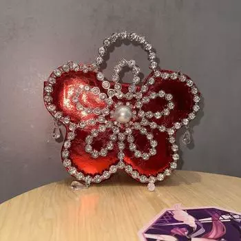 24 Французская фея сияющий цветок жемчуг бабочка женская сумка с бриллиантами, высококачественный нишевый дизайн сумка-мессенджер серебряный
