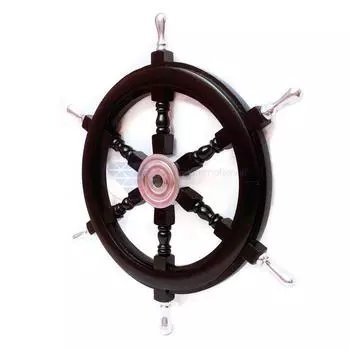 24 Handcrafted Nautical Premium Black Ship s Wheel With Polished Aluminium Hub & Handle | Exclusive Pirate s Maritime Wall Decor
