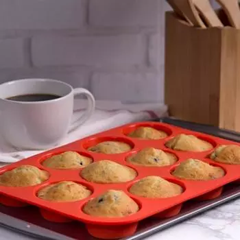 24-Hole Cake Mold Silicone Soap Cookies Cupcake Bakeware Pan Tray Mould Home Mini Muffin Cup 3D Non-stick Jelly&Candy Mold оранжевый