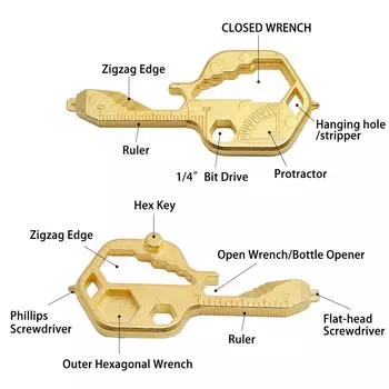 24 in 1 Zinc Alloy Screwdriver Creative Small Tool Bottle Opener Pendant Portable Multi functional Keychain Wrench