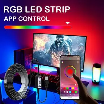 24 клавиши, 5 В, управление приложениями Bluetooth, RGB светодиодная лента, 0,5 м-5 м, SMD 5050, водонепроницаемый гибкий ленточный диод с подсветкой телевизора, украшение комнаты 0.5m разноцветный