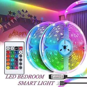 24 клавиши, светодиодные ленты, лампа RGB 5050 с дистанционным управлением, USB 5 В, украшение для спальни, музыка, рождественские огни для домашнего декора комнаты 3Key-1M разноцветный