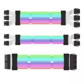 24-контактный адресуемый удлинительный кабель питания RGB ATX, кабели RGB для ПК 18AWG Удлинительный кабель блока питания для материнской платы для разъема материнской платы