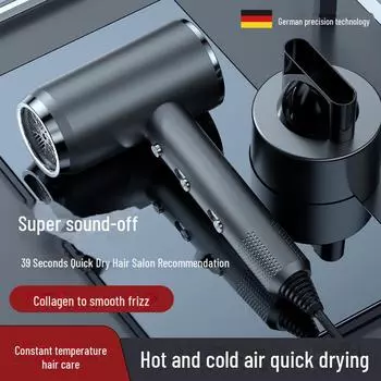 24-летний усовершенствованный фен с синим светом мощностью 1800 Вт для ухода за волосами салонного качества фиолетовый/серый