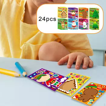 24 листа рождественских наклеек для детей, малышей, для поделок своими руками, игра Style A
