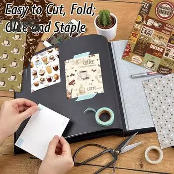 24 листа Справочник Украшения Ретро Клетчатые Точки Кофейные Элементы Печати Руководства по DIY Фон Бумага Материалы для джема Бумага кофейный