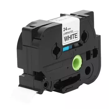 24 мм Ламинированная лента для этикеток Черная на белом для TZe-221/621 PT-7600 PT P700 PT-2730