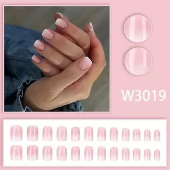 24 Накладных ногтя, Короткие квадратные накладные ногти, Милый дизайн, Глянцевые накладные ногти, Милые на каждый день, Полный набор ногтей, Клей 2 мл One Size розовый