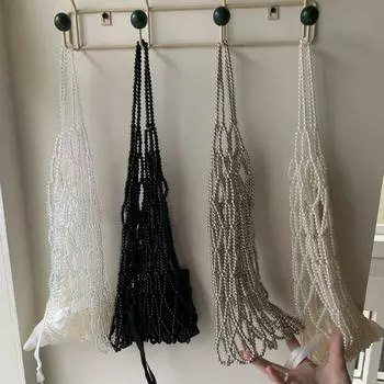 24 новых полых сумок для покупок ручной работы, модная серия, бисерная спинка на плече серебряный